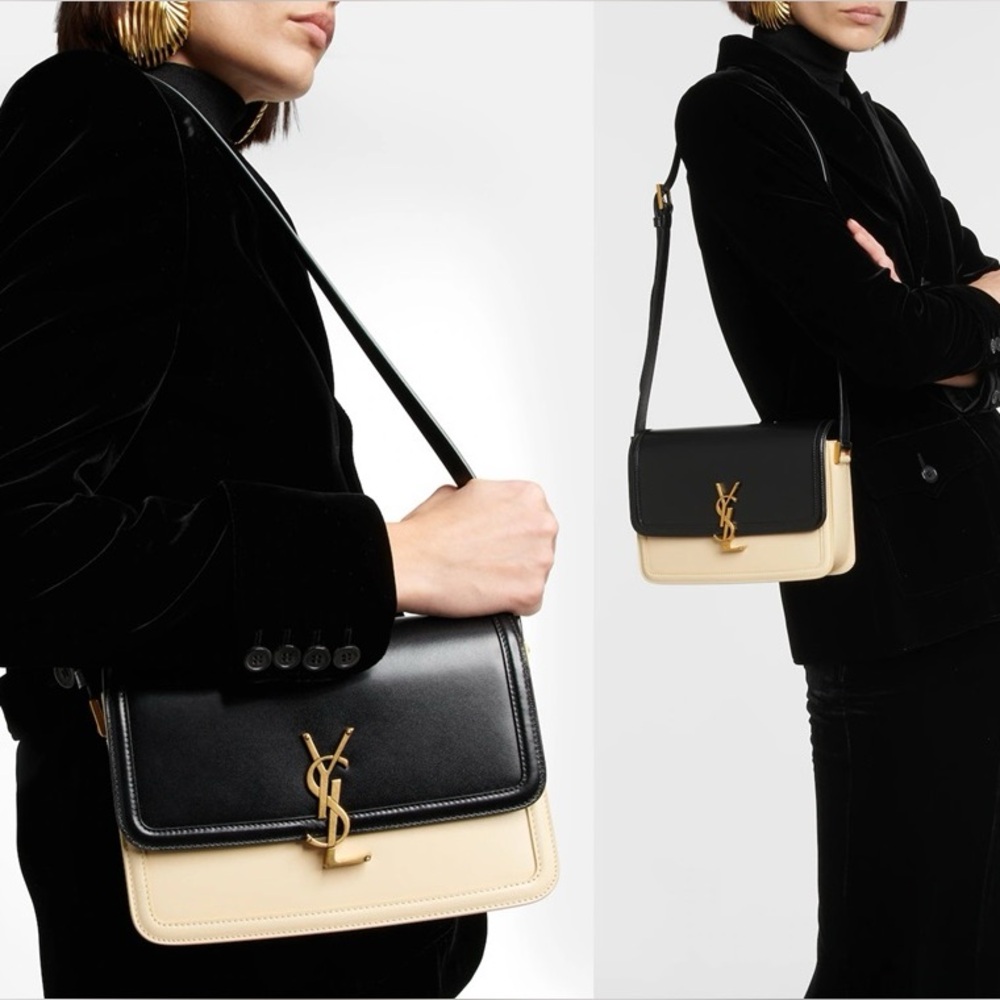 Saint Laurent Black/Cream Medium Solferino Shoulder Bag